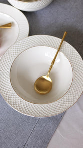 Wilmax Tiefer Runder Teller mit Goldlinien, 22.5 cm, 6er Set, WL-880102303/A6